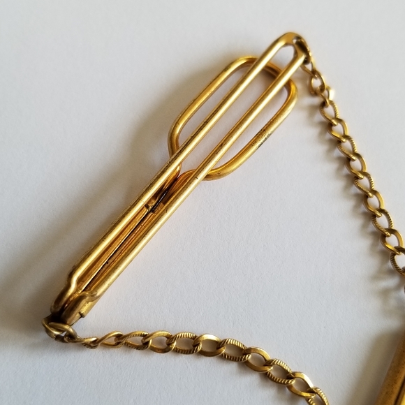 Relisted -Vintage letter H tie clip by SWANK gold tone metal - Picture 3 of 8